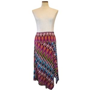 Jennie & Marlis Colorful Y2K A-Line Midi Asymmetrical Skirt S/M